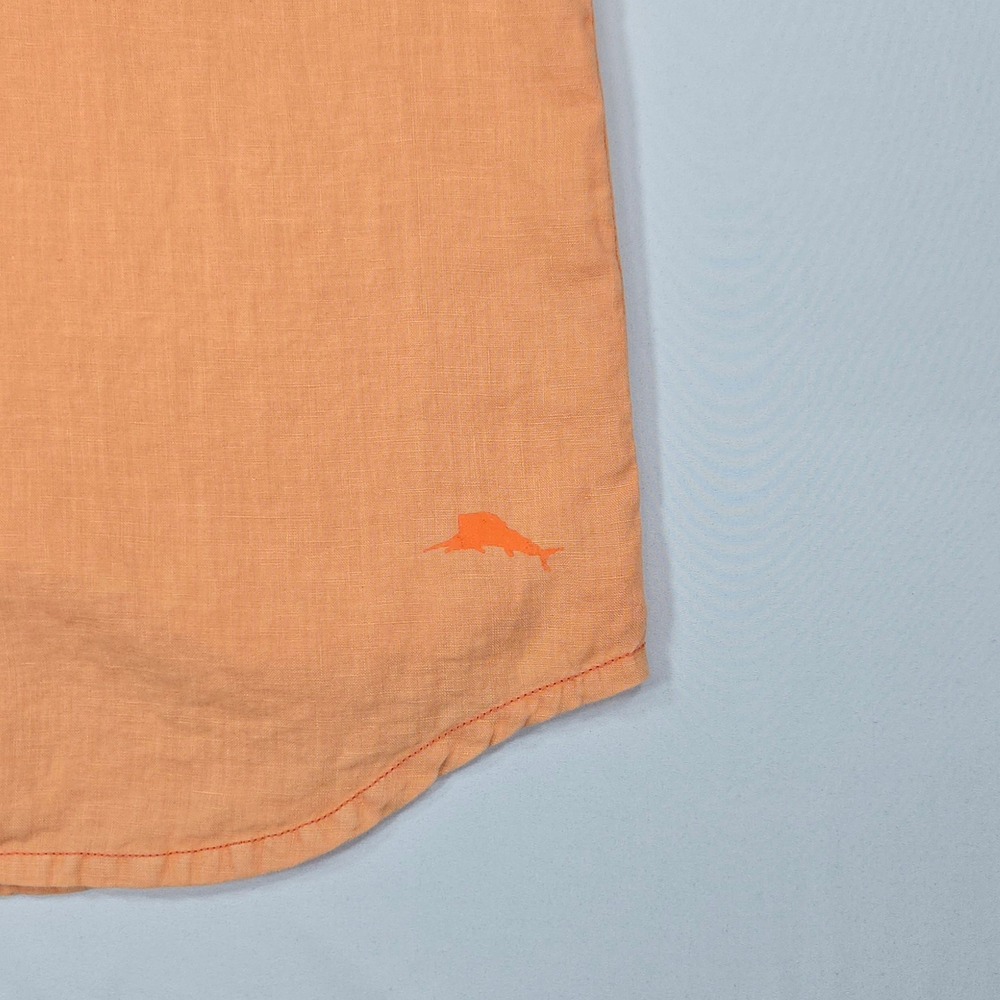 Tommy Bahama Men Linen Orange Button Shirt XL Relax Fit Sunwashed Coastal Casual - Picture 6 of 15